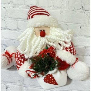 Adorable Weighted Santa Claus Shelf Sitter Plush Yarn Beard -Ch4